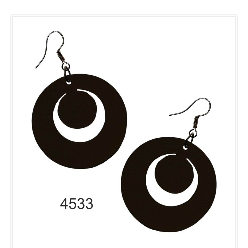Johan Wooden black Silver Earrings - Picture 1 of 5